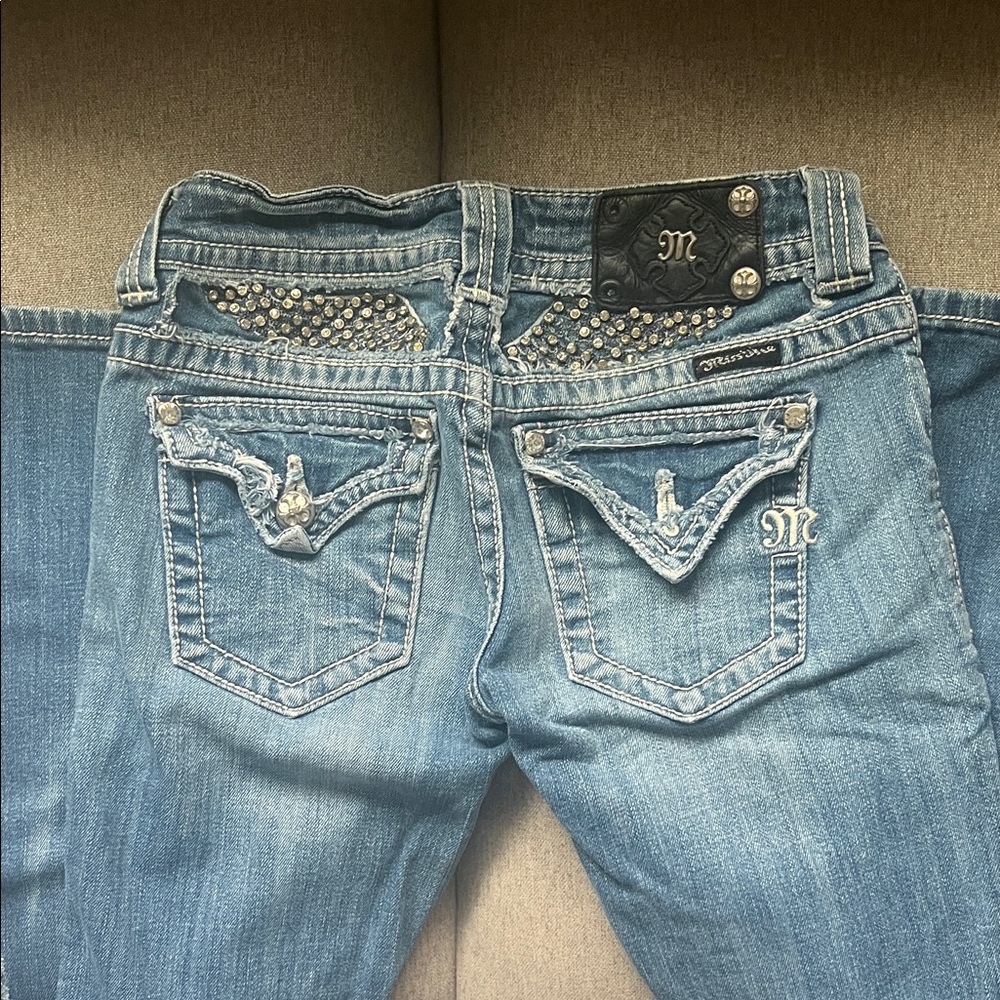 Miss Me Women's Light Blue Boot Cut Jeans with Embellishments